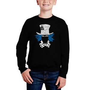 LA Pop Art The Mad Hatter - Boy's Word Art Crewneck Sweatshirt - 1 of 3