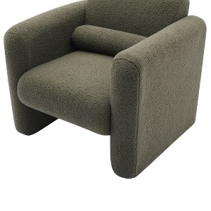 Whisen Modern Lambskin Accent Chair & Armchair with Cushioned Back & Pillow - 1 of 4