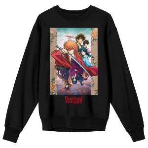 Rurouni Kenshin Character Poster Art Crew Neck Long Sleeve Black Adult Sweatshirt - 1 of 3