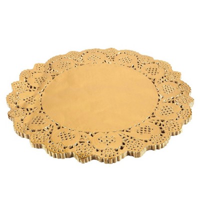 Juvale Paper Doily – 60-Pack Round Doilies Paper Lace Placemats , for Weddings, Tableware Decor, Gold - 12"