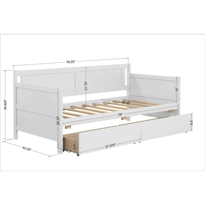 Twin Size Platform Daybed With 2 Storage Drawers - ModernLuxe, 3 of 7