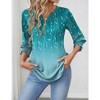 Women's 2025 Fashion 3/4 Sleeve Blouse Floral V-Neck Ruffled Top Business Casual Summer Lightweight Tee Shirt - 3 of 4