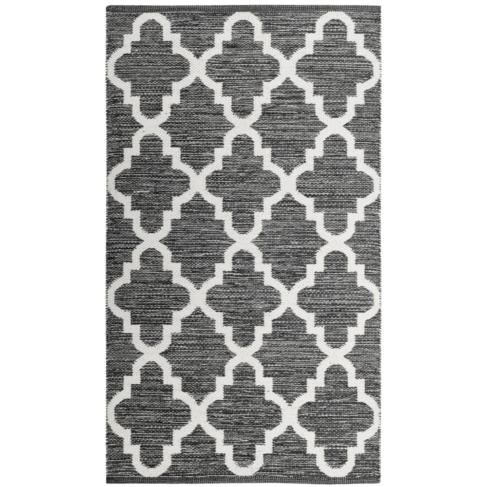 2'3inx7' Runner Woven Quatrefoil Design Rug Charcoal/Ivory - Safavieh