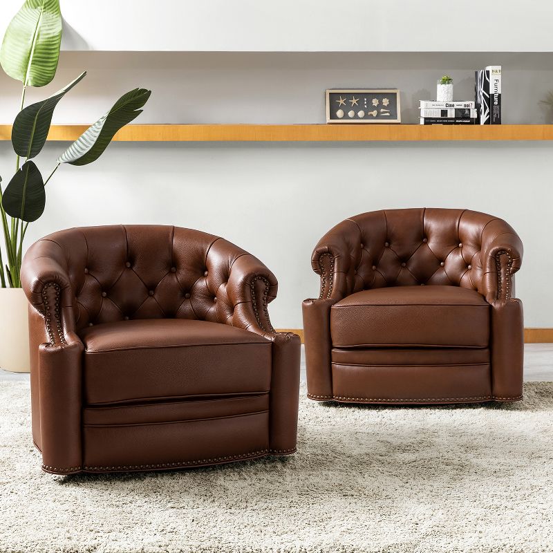 Flavio 31.5'' Wide Genuine Leather Swivel Chair,Set of 2 | ARTFUL LIVING DESIGN, 2 of 11