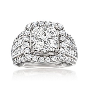 Ross-Simons 2.50 ct. t.w. Diamond Cluster Ring in 14kt White Gold - 1 of 4