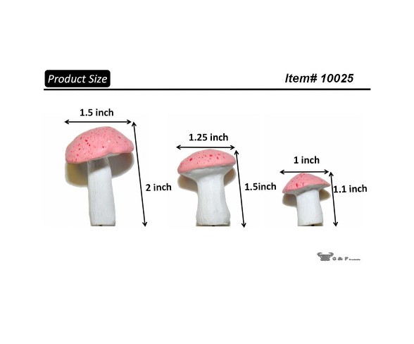 0.5-1.25" Stone - Fairy Garden Miniature Mushroom Set, Pink - MiniGardenn