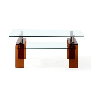 TiramisuBest Modern Tempered Black Glass Coffee Table, 2-Tier Tea Table for Home & Office - 1 of 4