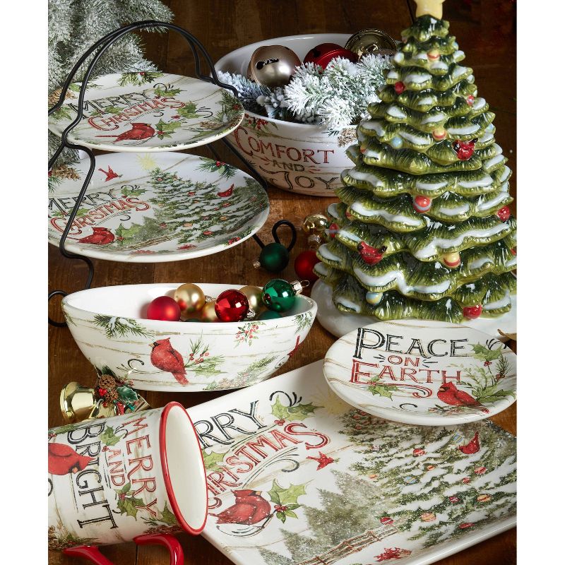 6&#34; 4pk Earthenware Evergreen Christmas Canape Plates - Certified International, 3 of 4