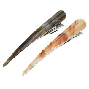 Unique Bargains Women's Metal Long Duckbill Hair Clips Orange Brown 5.31"x0.83"x1.18" 2 Pcs - 1 of 4