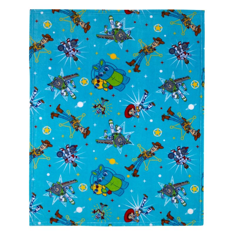 Disney Toy Story It's Play Time Blue, Green, Red and Yellow Woody, Buzz and The Toys Super Soft Toddler Blanket, 2 of 6