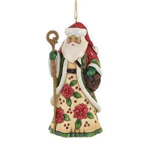 Jim Shore 4.5 Inch Santa With Poinsettias Tree Ornament , Heartwood Creek (1PC) - 1 of 3