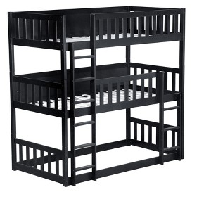 NicBex Triple over Twin Bunk Bed with Guardrail,Rubber Wood Triple Loft Bed with Ladder and Converts to 3 Twin Beds,Bunk Beds for Bedroom - 1 of 4