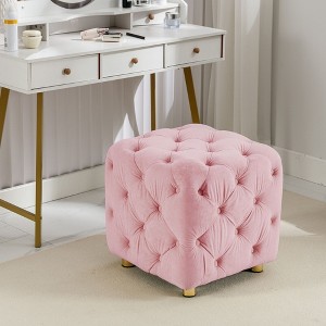 CAVINAS Modern Velvet Upholstered Ottoman Chair with Storage,Small Button Tufted Ottoman for Living Room,Bedroom - 1 of 4