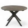 Stanford Outdoor Round Acacia Wood Dining Table with X Base, Gray Finish - 3 of 4