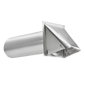 Lambro® 4-In. 26-Gauge Aluminum Wall Exhaust Hood Dryer Vent with Damper and 11-In. Pipe, 344 in Silver - 1 of 4