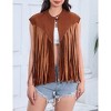 Women's Fringe Vest 70s Denim Zip Up Jacket Hippie Sleeveless Loose Costume - 2 of 4