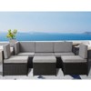 4 Pieces Wide Outdoor Rattan Sectional Sofa with Cushions - Small Patio Wicker Furniture,PE Rattan Sectional Sofa Set with,Tempered Glass Desktop - 2 of 4