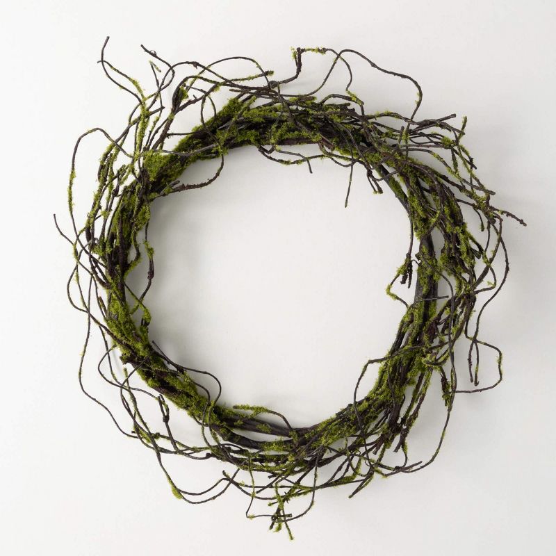Sullivans Artificial 26.5" Mossy Twig Wreath, 1 of 3
