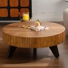 Vynxaria Retro Round Coffee Table, 35.4" Size, Natural Finish, Solid Wood Legs, High-Quality MDF Tabletop, Living Room Decor & Coffee Use - 2 of 4