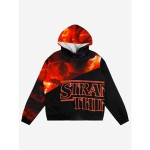Stranger Things Split Mind Flayer Logo Adult Black Long Sleeve Hooded Sweatshirt - 1 of 4