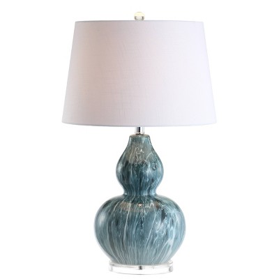 28.5" Ceramic Stockholm Table Lamp (Includes LED Light Bulb) Blue - JONATHAN Y