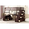 Loft Bed Twin Size Wooden Frame Bed With 7 Drawers 2 Shelves 1 Desk Space-Saving Design For Kids Bedroom Furniture - 3 of 4
