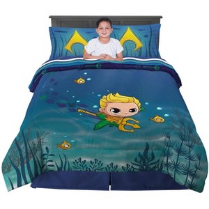 DC Comics Aquaman Kids Reversible Comforter & Sheet Set – 5-Piece Full Size Bedding, Super Soft - 1 of 4