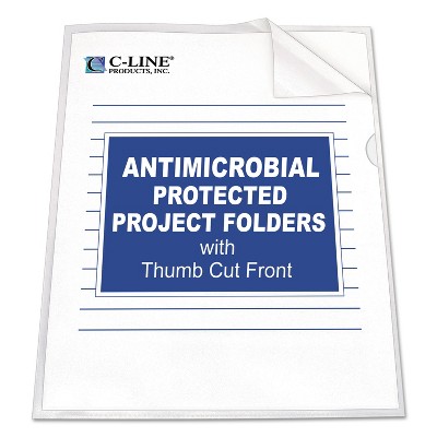 C-Line Antimicrobial Project Folders Jacket Letter Polypropylene Clear 25/Box 62137
