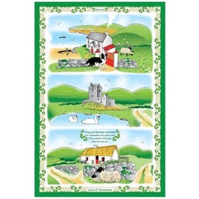 Slickblue Rustic Irish Countryside Tea Towel Set – 2 Cotton Towels with Traditional Heritage Designs