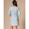 INSPIRE CHIC Women's Tweed Long Sleeves Square Neckline Knee Length Dresses - 3 of 4