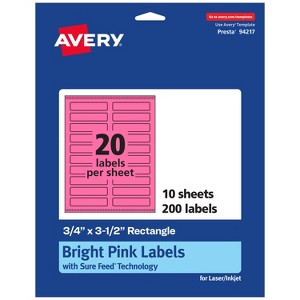 Avery Bright Pink Paper Labels, 0.75" x 3.5" Rectangle - 1 of 4