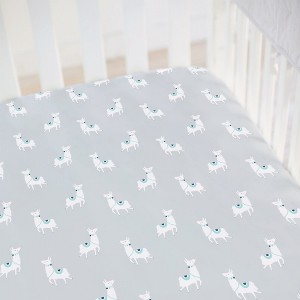 Fitted Crib Sheet Llama Gray Ground - 1 of 1
