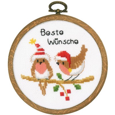 Vervaco Miniatures Counted Cross Stitch Kit 3.25"X4.75"-Christmas Birds (18 Count)