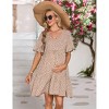 Maternity Dress Womens Casual Babydoll Dress Ruffle Short Sleeve V Neck Floral Printed Flowy Mini Short Tunic Dress - 2 of 4