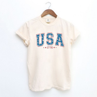 Simply Sage Market Women's USA 1776 Stars Short Sleeve Garment Dyed Tee