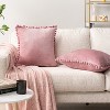 PAVILIA Set of 2 Pom Pom Throw Pillow Covers, Decorative Pompom Fringe Square Cushion Cases for Couch Sofa Bed - 2 of 4