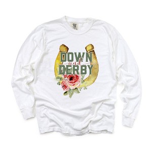 Simply Sage Market Women's Down and Derby Long Sleeve Garment Dyed Tee - 1 of 2