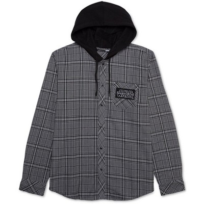 Jem Mens Plaid Flannel Hoodie Sweatshirt