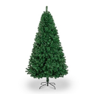 Angel Sar 7FT Half Christmas Tree, 881 PVC Branches with 230 LED Lights, Wall Mounted Design, Iron Bracket, Green - 1 of 4