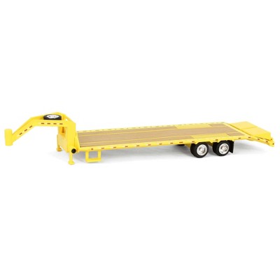 1/64 Gooseneck Trailer, Yellow with Red & White Conspicuity Stripes, Hobby 30485