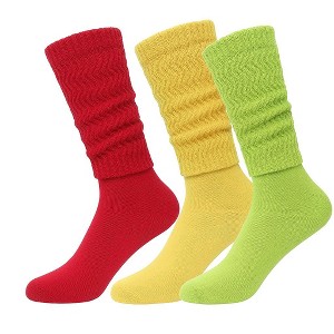 Women’s Vintage Inspired Slouch Socks Soft Cotton Blend Knee-High, 3 Pairs - 1 of 4