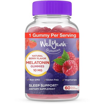 Wellyeah Melatonin Gummies 10mg - Natural Berry Flavor - 60 Count : Target