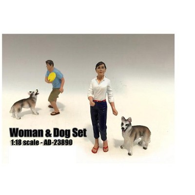 Woman and Dog 2 Piece Figure Set For 1:18 Scale Models by American Diorama