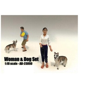 Woman and Dog 2 Piece Figure Set For 1:18 Scale Models by American Diorama - 1 of 3