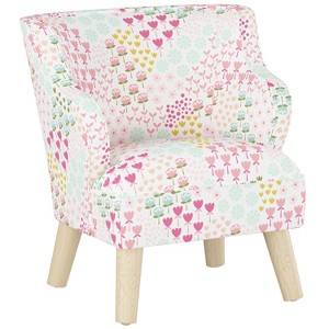 Kids Curved Arm Modern Chair Flower Patch Pink with Natural Legs - Pillowfort