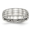 Chisel Stainless Steel Brushed and Polished 6.5mm Grooved Band Ring - 2 of 4