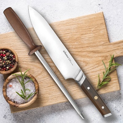 Harley 14-Piece Medium Wood and Steel Knife Block Set