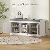 KTMBDW 2-Tier Storage Bench, Shoe Bench with Thickened Padded Seat Cushion, Entryway Bench with 3 Doors, Adjustable Shelf for Entryway, Living Room - 3 of 4