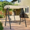Outsunny 2-Person Patio Swings with Canopy, Outdoor Canopy Swing with Adjustable Shade, Breathable Mesh Seats and Steel Frame for Garden, Beige - 2 of 4