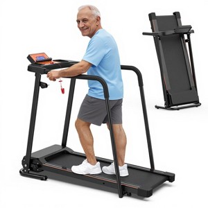 Foldable Walking Treadmill for Seniors with Extended Handrails, APP Control Option, Portable Design, 300LBS Weight Capacity - 1 of 4